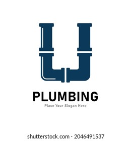 Plumbing letter U logo vector template. Suitable for pipe service, drainage, sanitation home, or service company   