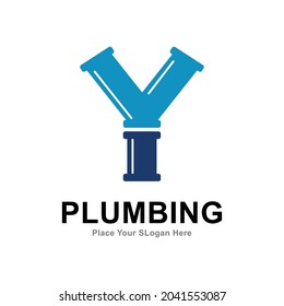 Plumbing letter Y logo vector design. Suitable for pipe service, drainage, sanitation home, and maintenance service company   