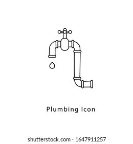 Plumbing line icon symbol style.