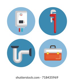 plumbing line tools set icons