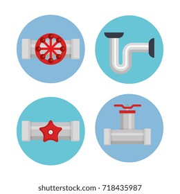 plumbing line tools set icons