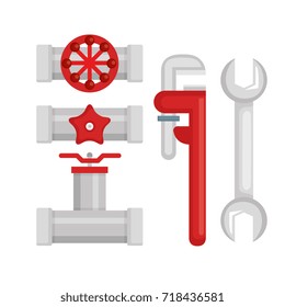 plumbing line tools set icons