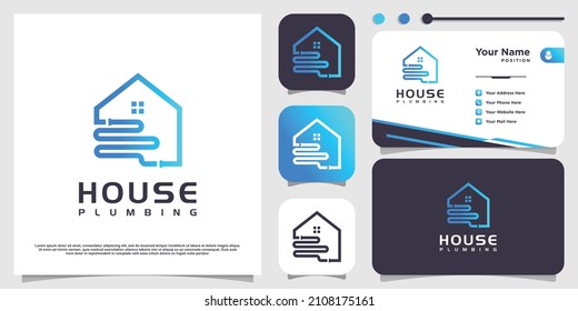 Plumbing logo with creative element concept Premium Vector
