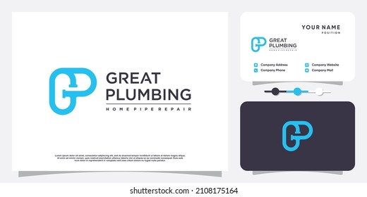 Plumbing logo with creative element concept Premium Vector