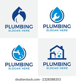 plumbing logo design collection vector icon symbol for company