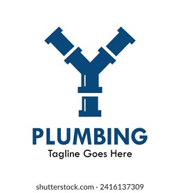 Plumbing logo design template illustration. there is font y. suitable for industrial, label product