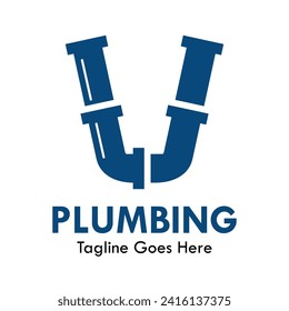 Plumbing logo design template illustration. there is font v. suitable for industrial, label product