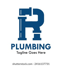 Plumbing logo design template illustration. there is font r. suitable for industrial, label product