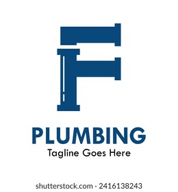 Plumbing logo design template illustration. there is font f. suitable for industrial, label product