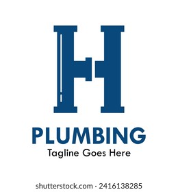 Plumbing logo design template illustration. there is font h. suitable for industrial, label product