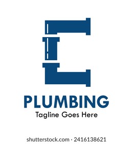 Plumbing logo design template illustration. there is font c. suitable for industrial, label product