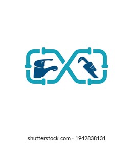 Ilustración vectorial del diseño del logo de fontanería, plantilla de concepto del logotipo de fontanería creativa, iconos de símbolos