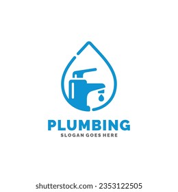 Ilustración vectorial del diseño del logotipo de fontanería