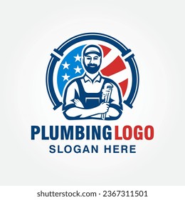 plumbing logo design vector template, plumber logo design