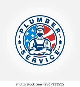 plumbing logo design vector template, plumber logo design