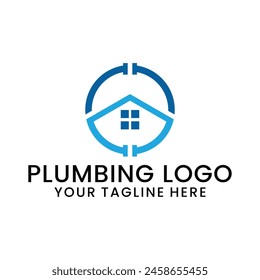 plumbing logo, emblem, creative symbol, vector icon with blue and modern shades