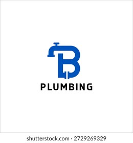 Vetor de ícone de logotipo encanamento com letra B serviço encanamento marca de negócios e identidade de reparo