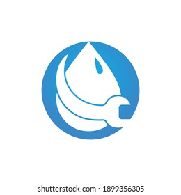 Plantilla vectorial de ilustración del logotipo de fontanería. Diseño del logo vectorial de la llave y el agua.