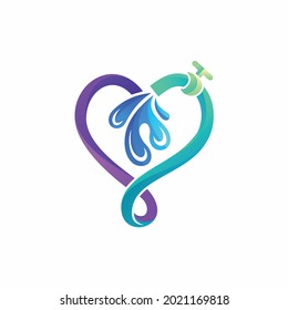 Logo de fontanería con concepto de amor