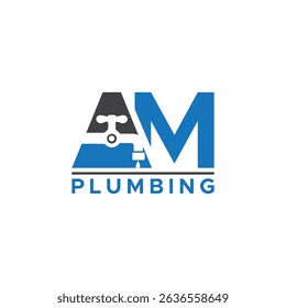 AM Plumbing Logo – Modern Faucet and Pipe Design


