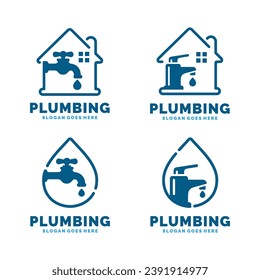 Plumbing logo set design vector illustration