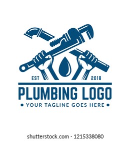 Plumbing logo template with retro or vintage style, perfect for your plumbing company brand