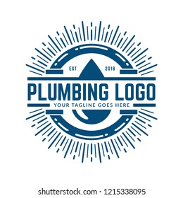Plumbing logo template with retro or vintage style, perfect for your plumbing company brand