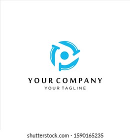 Plumbing logo vector icon illustration design, circle plumbing logo, Letter P