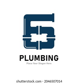 Plumbing number 6 logo vector template. Suitable for pipe service, drainage, sanitation home, or service company   