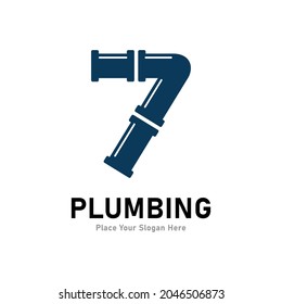 Plumbing number 7 logo vector template. Suitable for pipe service, drainage, sanitation home, or service company   