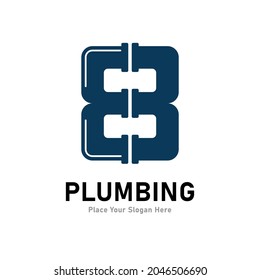Plumbing number 8 logo vector template. Suitable for pipe service, drainage, sanitation home, or service company   
