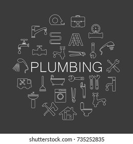 plumbing objects and tools icons