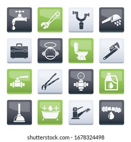 iconos de herramientas y objetos de conexión sobre fondo de color - conjunto de iconos vectoriales