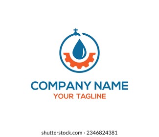 Plumbing oil Industry logo concept vector design, Oil Gear Machine logo template.