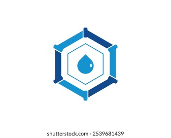 plumbing pipe hexagon service design vector icon on transparent background