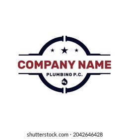 Plumbing With Pipe logo template, with modern or vintage style, vector