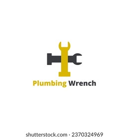 Plumbing pipe logo with wrench.