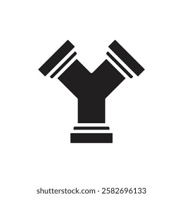 Plumbing Pipe Tee Filled Icon Vector Illustration