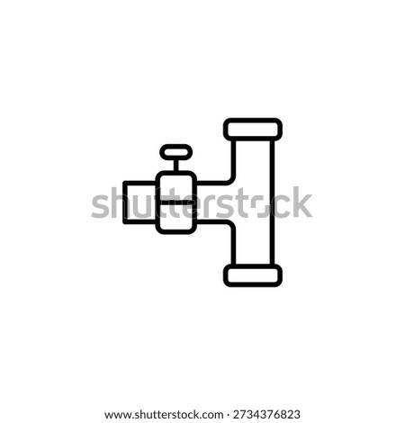 Plumbing Pipe And Valve System Line Icon Water Connection Outline Symbol