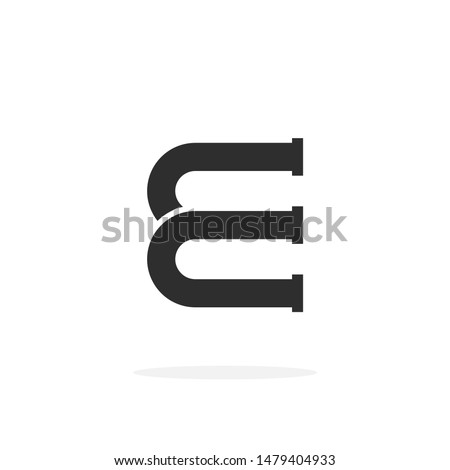 Plumbing Pipe Vector Letter E. E Plumbing Design Vector