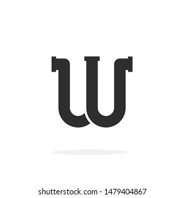 Plumbing Pipe Vector Letter W. W Plumbing Design Vector