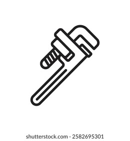 Plumbing Pipe Wrench Outline Icon Vector Illustration
