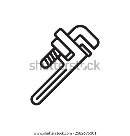 Plumbing Pipe Wrench Outline Icon Vector Illustration