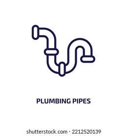 Plumbing Pipes Icon From Construction Tools Collection. Thin Linear Plumbing Pipes, Plumbing, Pipe Outline Icon Isolated On White Background. Line Vector Plumbing Pipes Sign, Symbol For Web And Mobile