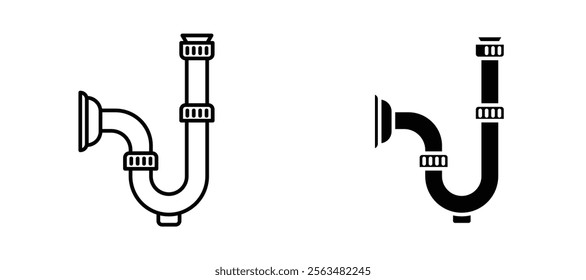 Plumbing pipes icons in outline and fill. vector illustration for ui.