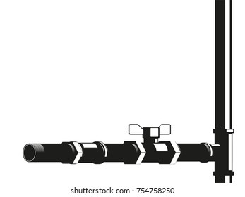 Plumbing pipes and joints on a certain background. Vector illustration.