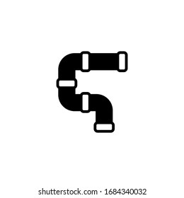 Icono vectorial de tuberías de fontanería en negro de diseño plano sólido aislado en fondo blanco