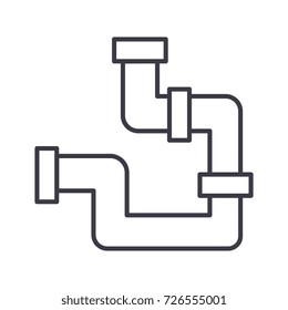 plumbing pipes vector line icon, sign, illustration on background, editable strokes