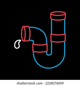 Plumbing pipes vector on dark background icon. Construction, repair and building. Graph symbol for your web site design, logo, app, UI