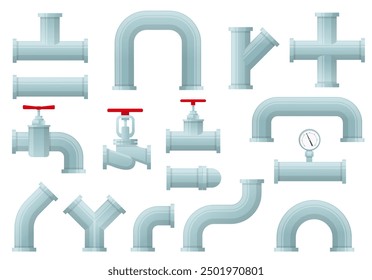 Plumbing pipes. Water supply elements. Industrial drainage system. Taps and valves. Pressure technologies. Sewerage construction. Piping faucets and joints. Curved tubes